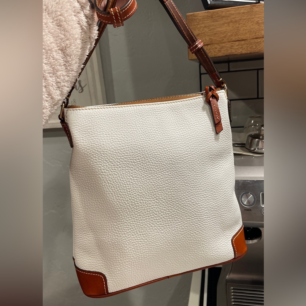 Dooney & Bourke White/Tan Pebble Leather Crossbody - Picture 6 of 13